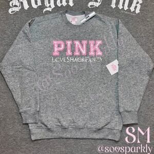 VS PINK x LoveShackFancy Medium Heather Gray Pullover Crewneck Sweatshirt - SM